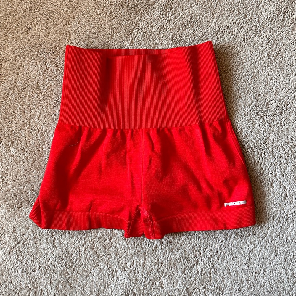 Red gym shorts